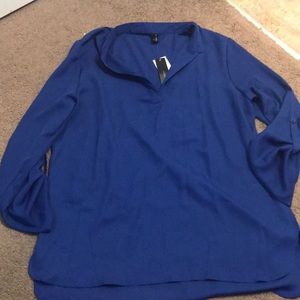 blue blouse,It is see through with buttons on arms